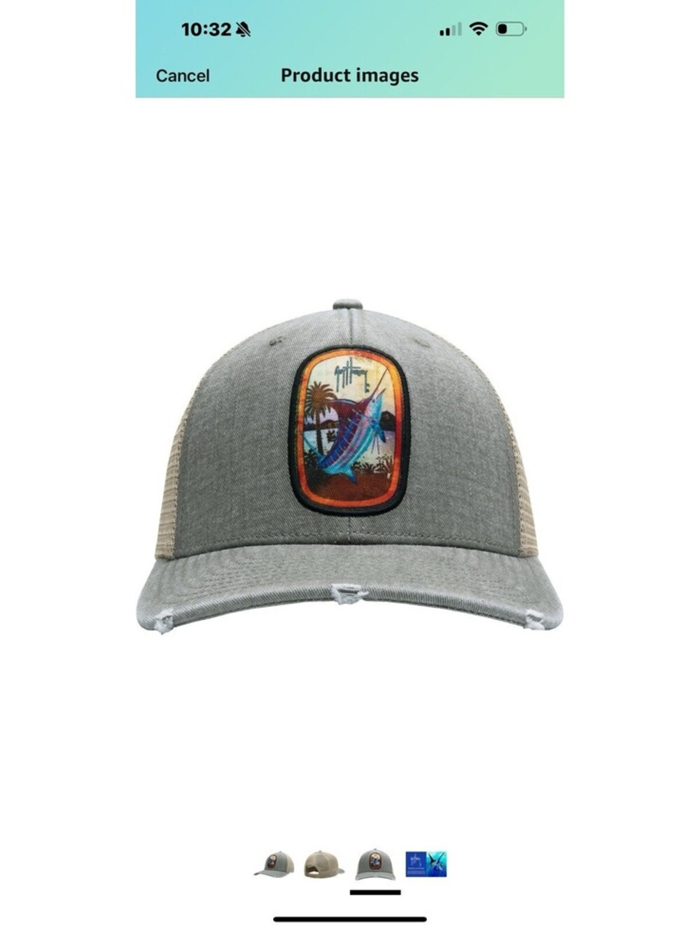 NWOT TAG Guy Harvey Men’s OS Tracker Hat Charcoal Heather/Dominica Patch Marlin